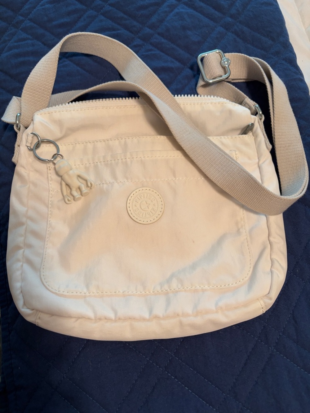 Kipling Light Cream Crossbody Bag with Detachable Charm